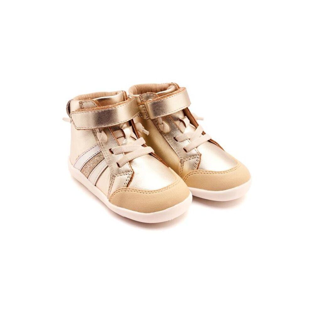 Old Soles High Sun Ray Leather Sneaker, Gold